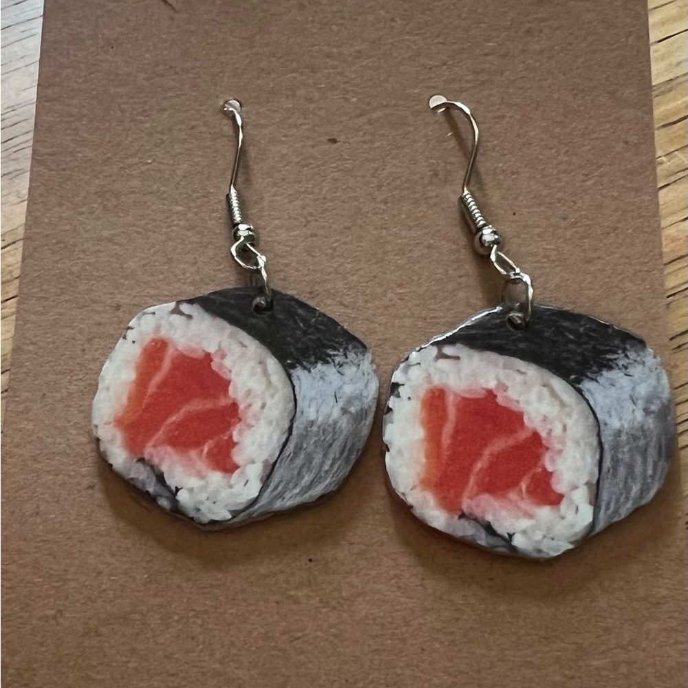 Sushi Roll Earrings - Black and Red